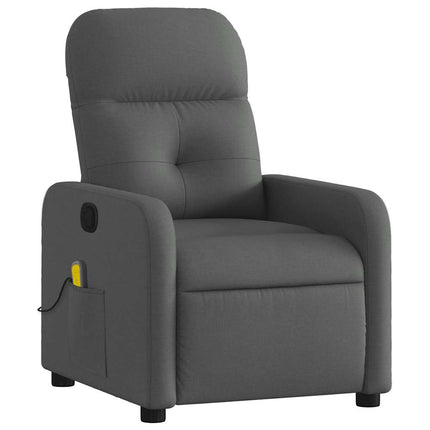 Massagefåtölj mörkgrå tyg