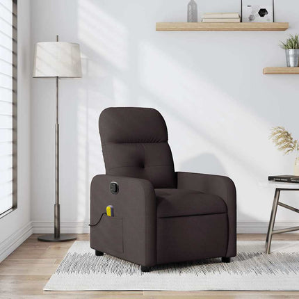 Massagefåtölj mörkbrun tyg