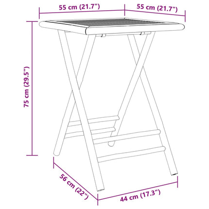 Hopfällbart trädgårdsbord 55x55x75 cm bambu
