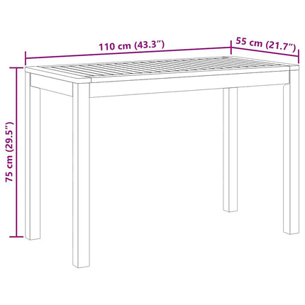 Matbord för trädgården 110x55x75 cm massivt akaciaträ