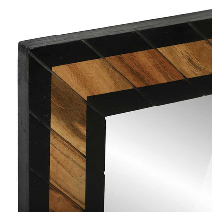 Väggspegel Svart och Brunt 70 x 2 x 70 cm Massivt Akaciaträ