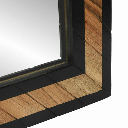 Väggspegel Svart och Brunt 70 x 2 x 70 cm Massivt Akaciaträ