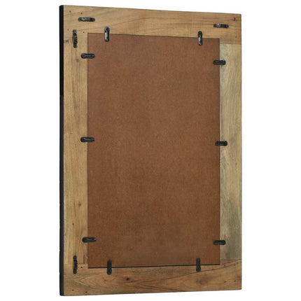 Väggspegel Svart och Brunt 70 x 2 x 70 cm Massivt Akaciaträ