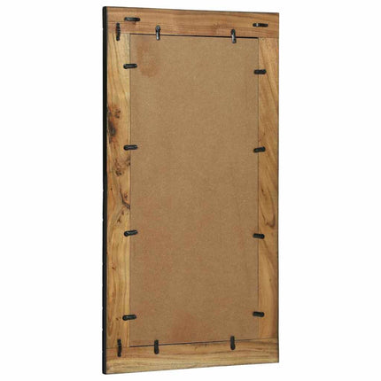 Väggspegel Svart och Brunt 50 x 2 x 90 cm Massivt Akaciaträ