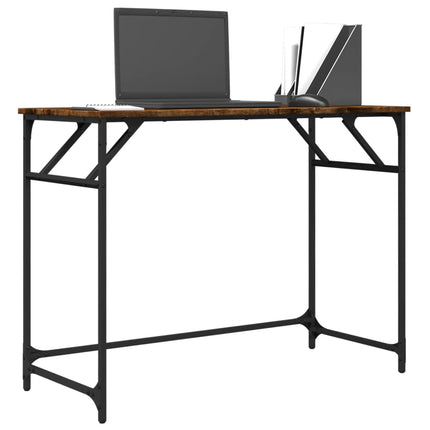 Skrivbord rökfärgad ek 100x45x76 cm trä pulverlackerat stål