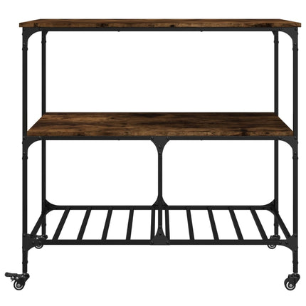 Köksvagn rökfärgad ek 100x50x95 cm konstruerat trä
