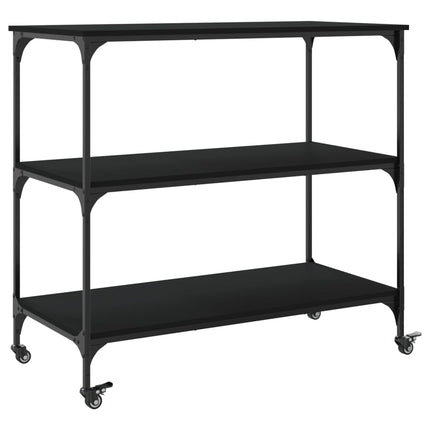 Köksvagn svart 102x50x95 cm konstruerat trä
