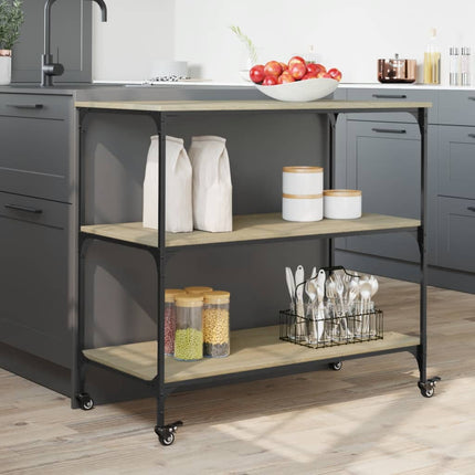 Köksvagn sonoma-ek 102x50x95 cm konstruerat trä