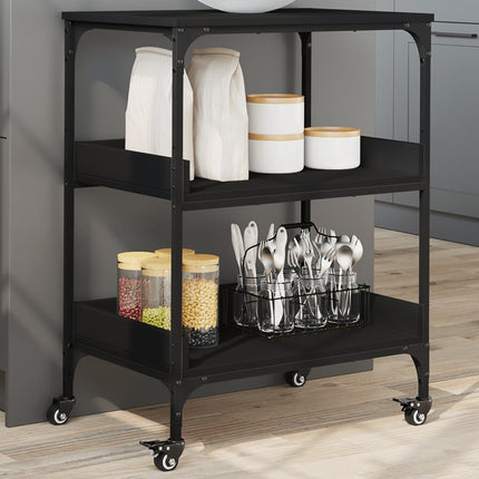 Köksvagn svart 60x41x80,5 cm konstruerat trä