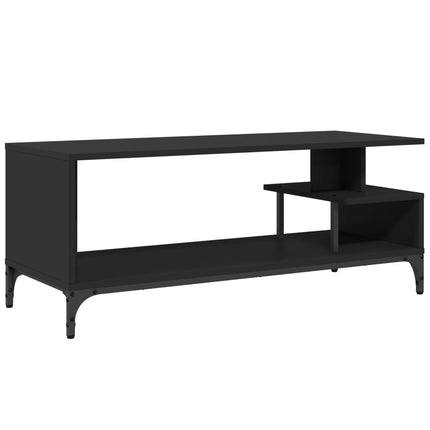 Tv-bänk svart 102x40x41 cm konstruerat trä pulverlackerat stål