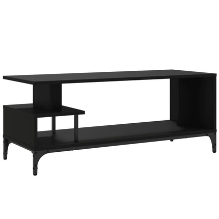 Tv-bänk svart 102x40x41 cm konstruerat trä pulverlackerat stål