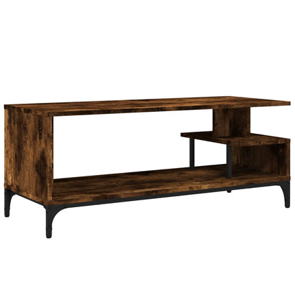 Tv-bänk rökfärgad ek 102x40x41 cm trä pulverlackerat stål