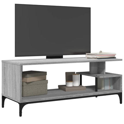Tv-bänk grå sonoma 102x40x41 cm trä pulverlackerat stål