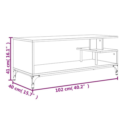 Tv-bänk brun ek 102x40x41cm konstruerat trä pulverlackerat stål