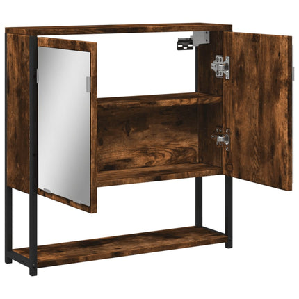 Spegelskåp för badrum rökfärga ek 60x16x60 cm konstruerat trä