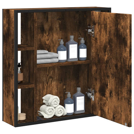 Spegelskåp för badrum rökfärga ek 60x16x60 cm konstruerat trä