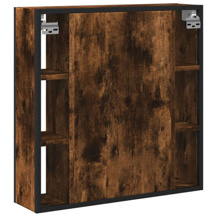 Spegelskåp för badrum rökfärga ek 60x16x60 cm konstruerat trä