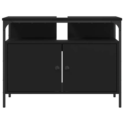 Tvättställsskåp svart 80x30x60 cm konstruerat trä