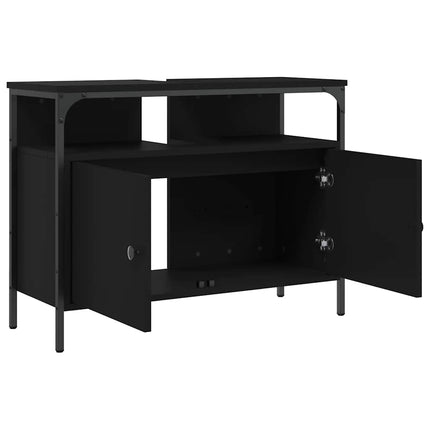 Tvättställsskåp svart 80x30x60 cm konstruerat trä