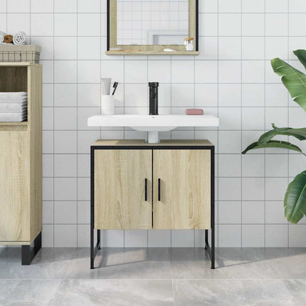 Tvättställsskåp sonoma-ek 60x33x60 cm konstruerat trä