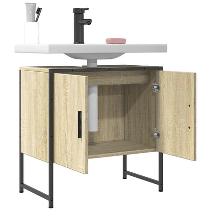 Tvättställsskåp sonoma-ek 60x33x60 cm konstruerat trä