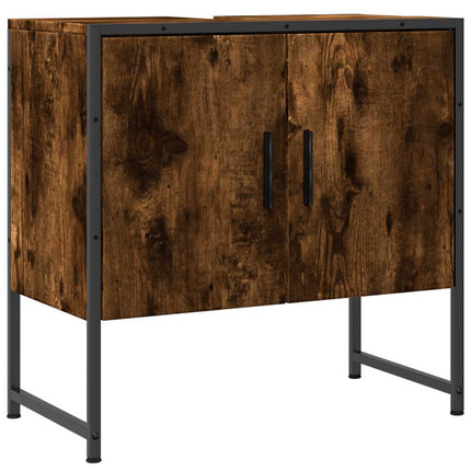 Tvättställsskåp rökfärgad ek 60x33x60 cm konstruerat trä