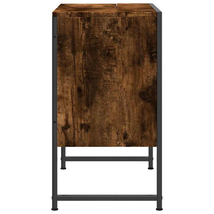 Tvättställsskåp rökfärgad ek 60x33x60 cm konstruerat trä