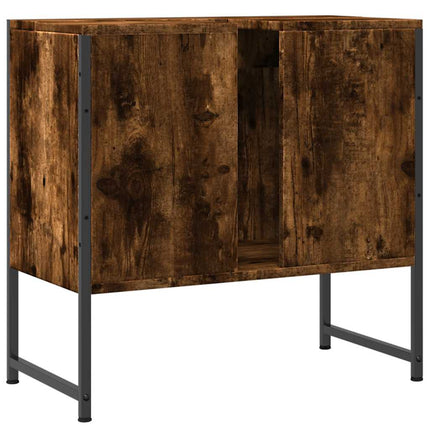 Tvättställsskåp rökfärgad ek 60x33x60 cm konstruerat trä