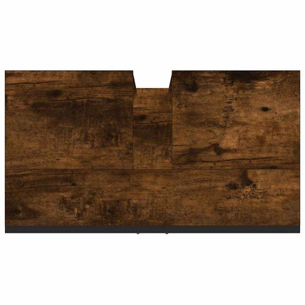 Tvättställsskåp rökfärgad ek 60x33x60 cm konstruerat trä