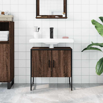 Tvättställsskåp brun ek 60x33x60 cm konstruerat trä