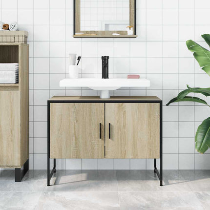 Tvättställsskåp sonoma-ek 80x33x60 cm konstruerat trä