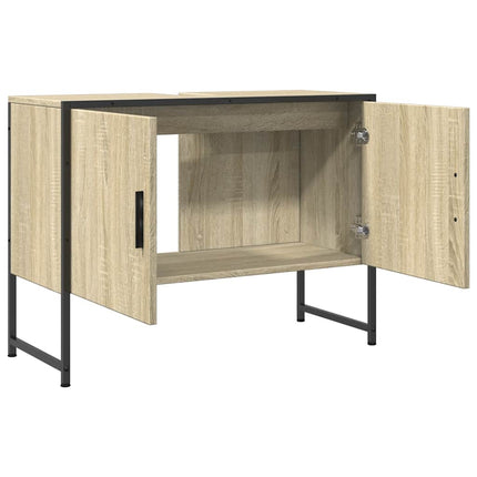 Tvättställsskåp sonoma-ek 80x33x60 cm konstruerat trä
