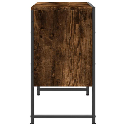 Tvättställsskåp rökfärgad ek 80x33x60 cm konstruerat trä