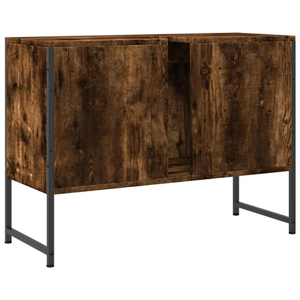 Tvättställsskåp rökfärgad ek 80x33x60 cm konstruerat trä