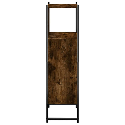 Badrumsskåp rökfärgad ek 33x33x120,5 cm konstruerat trä