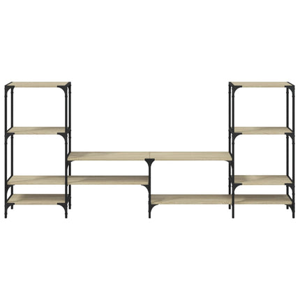 Tv-bänk rökfärgad ek 206,5x28,5x95 cm konstruerat trä