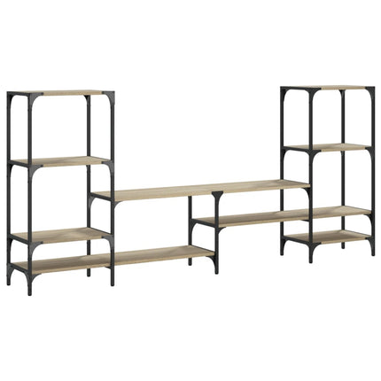 Tv-bänk rökfärgad ek 206,5x28,5x95 cm konstruerat trä