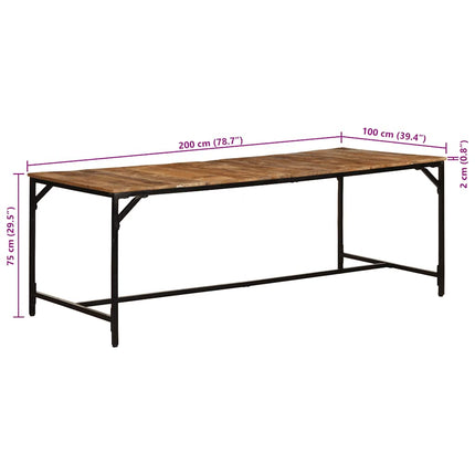 Matbord 200x100x75 cm massivt trä grov mango