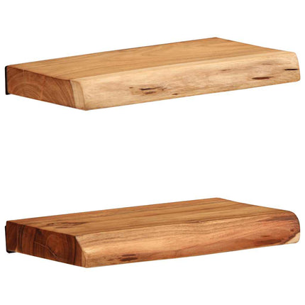 Vägghyllor 2 st 30x20x3,5 cm massivt trä akacia