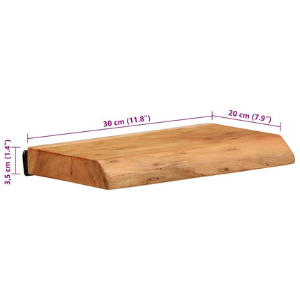 Vägghyllor 2 st 30x20x3,5 cm massivt trä akacia