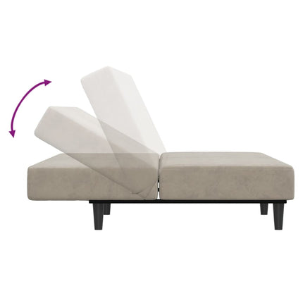 Bäddsoffa 2-sits ljusgrå sammet