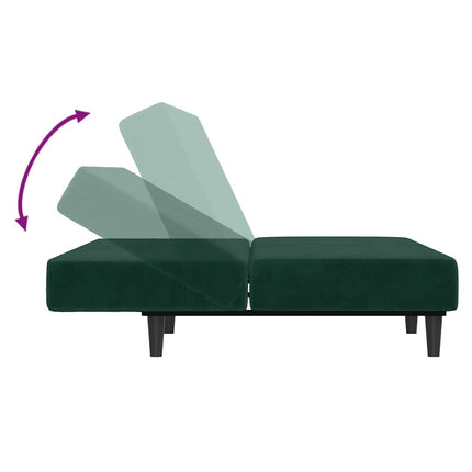 Bäddsoffa 2-sits mörkgrön sammet