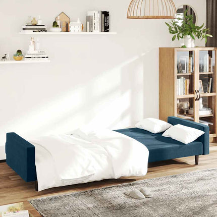 Bäddsoffa 2-sits blå sammet