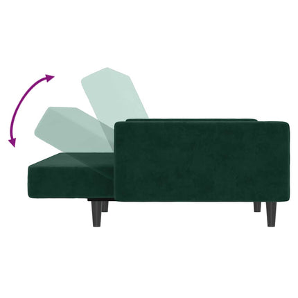 Bäddsoffa 2-sits mörkgrön sammet