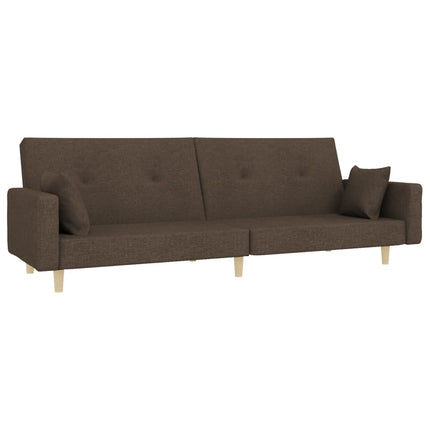 Bäddsoffa 2-sits med två kuddar taupe tyg