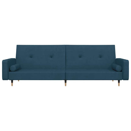 Bäddsoffa 2-sits med två kuddar blå sammet