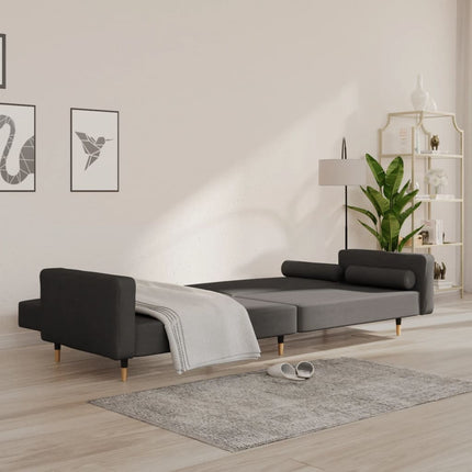 Bäddsoffa 2-sits med två kuddar mörkgrå sammet