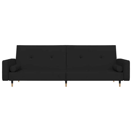 Bäddsoffa 2-sits med två kuddar svart sammet