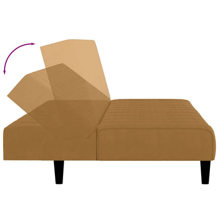 Bäddsoffa 2-sits brun sammet