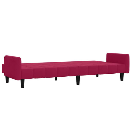 Bäddsoffa 2-sits vinröd sammet